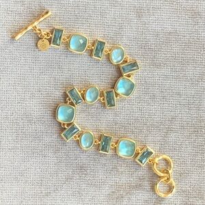 JULIE VOS® Antonia Tennis Bracelet Iridescent & Clear Bahamian Blue Stones